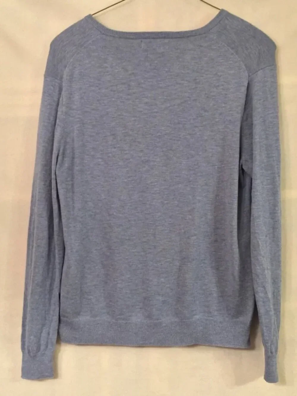 J. Crew heather blue slub 100% cotton v-neck long sleeve knit sweater